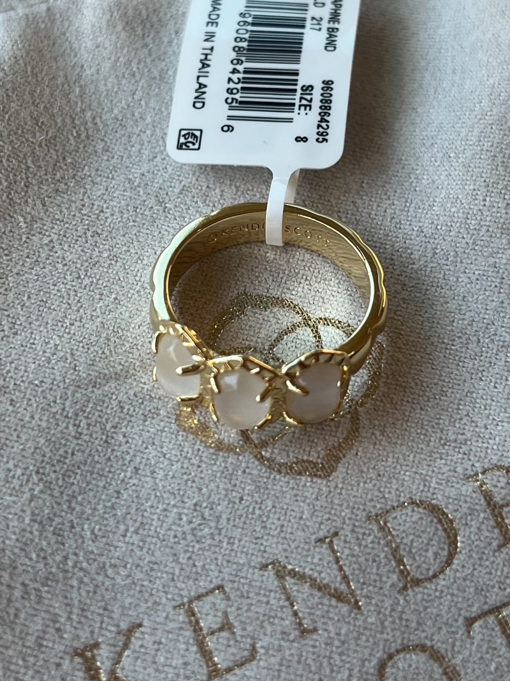 Kendra Scott Gold Three-Stone White Ring - Picture 2 of 2
